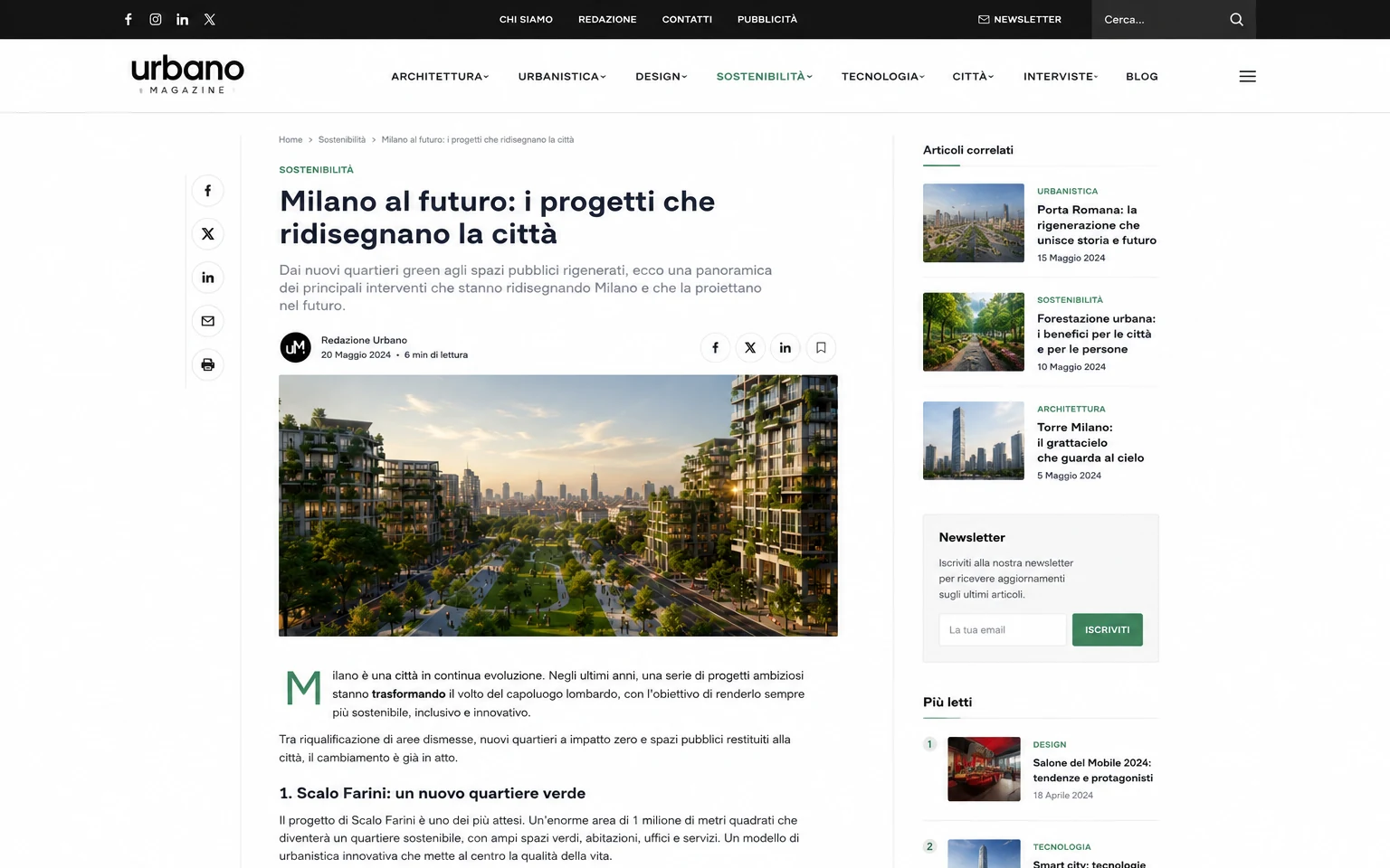 Lo stesso articolo pubblicato sul sito: titolo, foto, autore, data e tempo di lettura